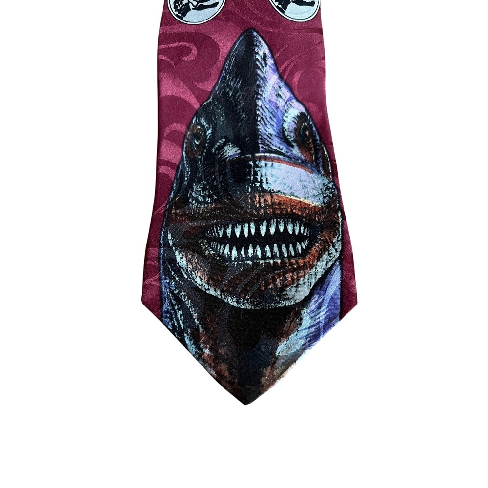 Jurassic Park Vintage Novelty Tie Dinosaur Print Silk Necktie 1993